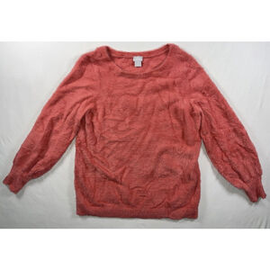Chico's Women’s Sweater Super Soft Fluffy Fuzzy Pink Long Sleeve Size 1